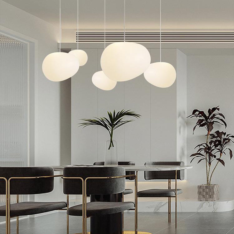 Modern Minimalist Pebble Acrylic Resin 1-light Pendant Light for Living Room BulbSquare