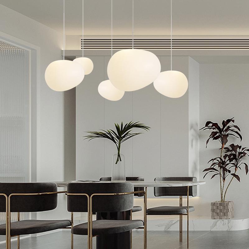 Modern Minimalist Pebble Acrylic Resin 1-light Pendant Light for Living Room BulbSquare