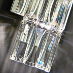 Modern Minimalist Rectangular Stainless Steel Crystal 3/4/6 Light Wall Sconce Lamp For Bedroom