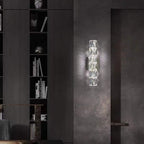 Modern Minimalist Rectangular Stainless Steel Crystal 3/4/6 Light Wall Sconce Lamp For Bedroom