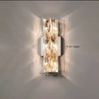 Modern Minimalist Rectangular Stainless Steel Crystal 3/4/6 Light Wall Sconce Lamp For Bedroom