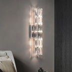 Modern Minimalist Rectangular Stainless Steel Crystal 3/4/6 Light Wall Sconce Lamp For Bedroom