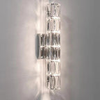 Modern Minimalist Rectangular Stainless Steel Crystal 3/4/6 Light Wall Sconce Lamp For Bedroom