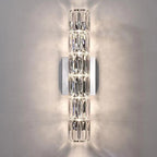 Modern Minimalist Rectangular Stainless Steel Crystal 3/4/6 Light Wall Sconce Lamp For Bedroom