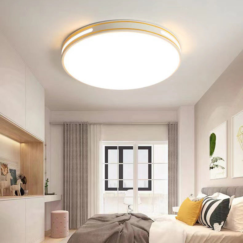 Modern Minimalist Round Rectangular Acrylic Iron LED Flush Mount Ceiling Light for Bedroom