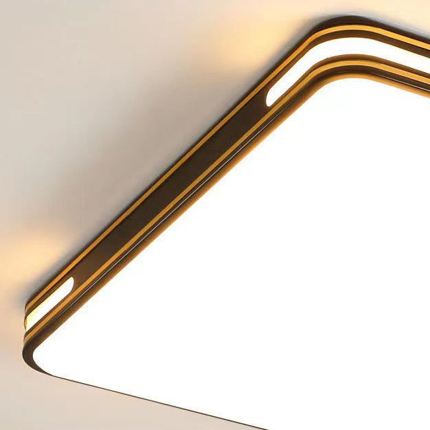 Modern Minimalist Round Rectangular Acrylic Iron LED Flush Mount Ceiling Light for Bedroom