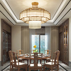 Modern Art Deco Circular Lace Iron Glass 7/9/18/23 Light Semi-flush Mount Ceiling Light for Dining Room