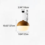 Contemporary Scandinavian Nut Glass Iron Wood 1-Light Pendant Light For Bedroom