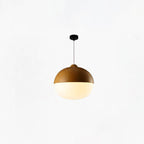 Contemporary Scandinavian Nut Glass Iron Wood 1-Light Pendant Light For Bedroom