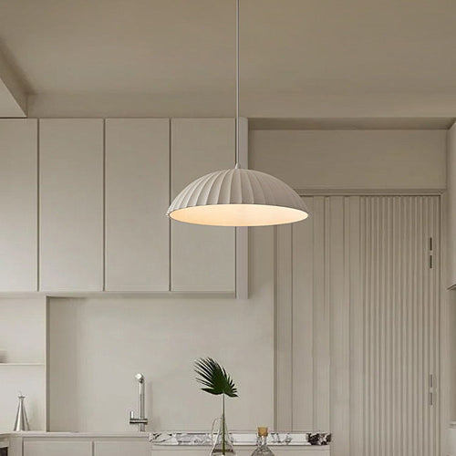 Modern Minimalist Shell Half Circle Resin Plaster LED Pendant Light For Dining Room