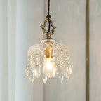 Traditional Vintage Floral Copper Crystal Glass 1-light Pendant Light for Bedroom BulbSquare