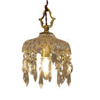 Traditional Vintage Floral Copper Crystal Glass 1-light Pendant Light for Bedroom BulbSquare