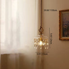 Traditional Vintage Floral Copper Crystal Glass 1-light Pendant Light for Bedroom BulbSquare