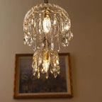 Traditional Vintage Floral Copper Crystal Glass 1-light Pendant Light for Bedroom BulbSquare