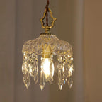 Traditional Vintage Floral Copper Crystal Glass 1-light Pendant Light for Bedroom BulbSquare