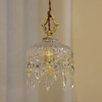 Traditional Vintage Floral Copper Crystal Glass 1-light Pendant Light for Bedroom BulbSquare