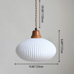 Modern Minimalist Elliptical Semicircle Ceramic Iron Wood 1-Light Pendant Light For Bedroom