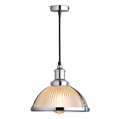 Traditional Rustic Semicircular Iron Glass 1-Light Pendant Light For Dining Room