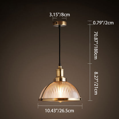 Traditional Rustic Semicircular Iron Glass 1-Light Pendant Light For Dining Room