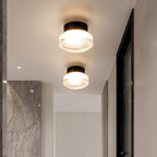 Contemporary Scandinavian Round Cylindrical Iron Acrylic LED Semi-flush Mount Ceiling Light for Bedroom