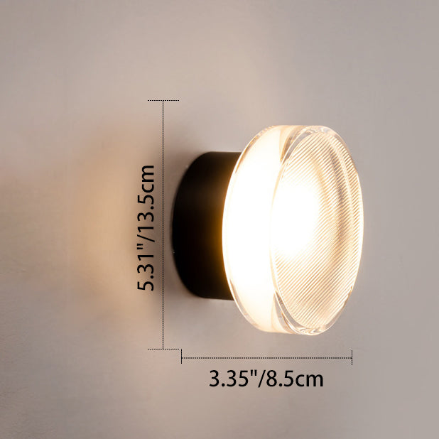 Contemporary Scandinavian Round Cylindrical Iron Acrylic LED Semi-flush Mount Ceiling Light for Bedroom