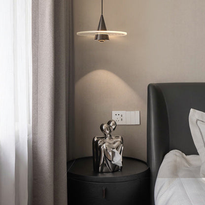 Modern Minimalist Triangular Ring Cylinder Hardware Acrylic LED Pendant Light For Bedroom