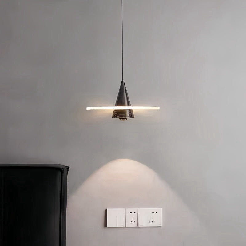Modern Minimalist Triangular Ring Cylinder Hardware Acrylic LED Pendant Light For Bedroom