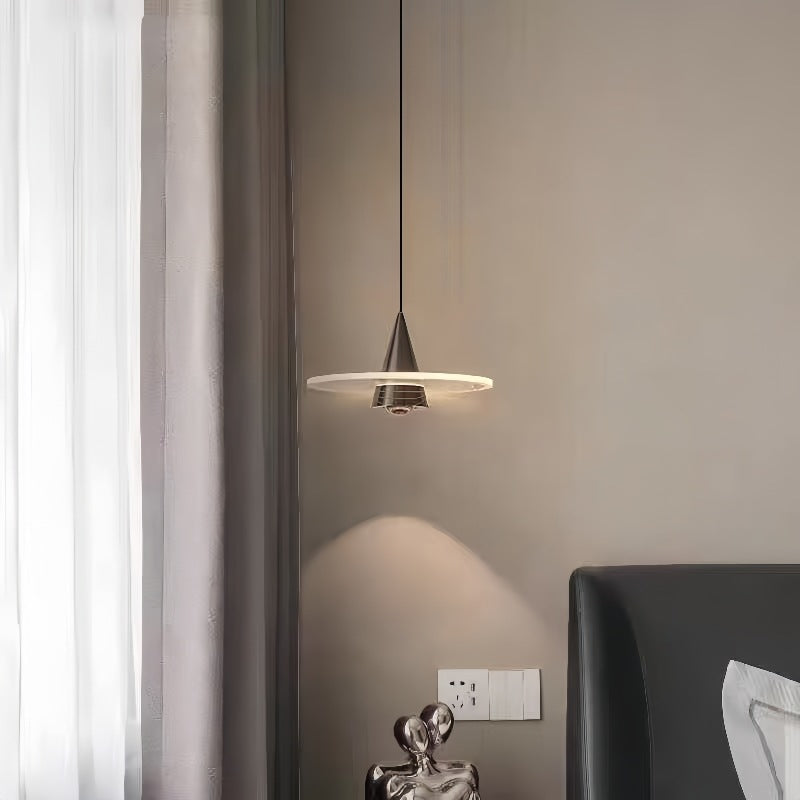 Modern Minimalist Triangular Ring Cylinder Hardware Acrylic LED Pendant Light For Bedroom