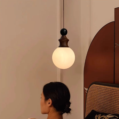 Traditional Vintage Round Ball Ambient Iron Glass 1-light Pendant Light for Bedroom
