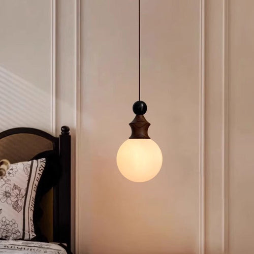 Traditional Vintage Round Ball Ambient Iron Glass 1-light Pendant Light for Bedroom