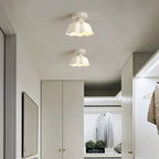 Modern Minimalist Round Flower Iron Ceramic 1-light Semi-flush Mount Ceiling Light for Hallway