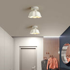 Modern Minimalist Round Flower Iron Ceramic 1-light Semi-flush Mount Ceiling Light for Hallway