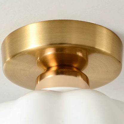 Modern Minimalist Round Flower Iron Ceramic 1-light Semi-flush Mount Ceiling Light for Hallway