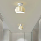 Modern Minimalist Round Flower Iron Ceramic 1-light Semi-flush Mount Ceiling Light for Hallway