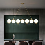 Modern Minimalist Round Ball Wave Iron Glass 3/7 Light Island Light Chandelier for Dining Room BulbSquare