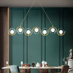 Modern Minimalist Round Ball Wave Iron Glass 3/7 Light Island Light Chandelier for Dining Room BulbSquare