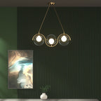 Modern Minimalist Round Ball Wave Iron Glass 3/7 Light Island Light Chandelier for Dining Room BulbSquare