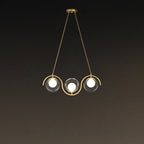 Modern Minimalist Round Ball Wave Iron Glass 3/7 Light Island Light Chandelier for Dining Room BulbSquare