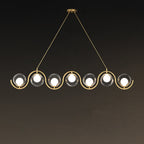 Modern Minimalist Round Ball Wave Iron Glass 3/7 Light Island Light Chandelier for Dining Room BulbSquare