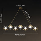 Modern Minimalist Round Ball Wave Iron Glass 3/7 Light Island Light Chandelier for Dining Room BulbSquare