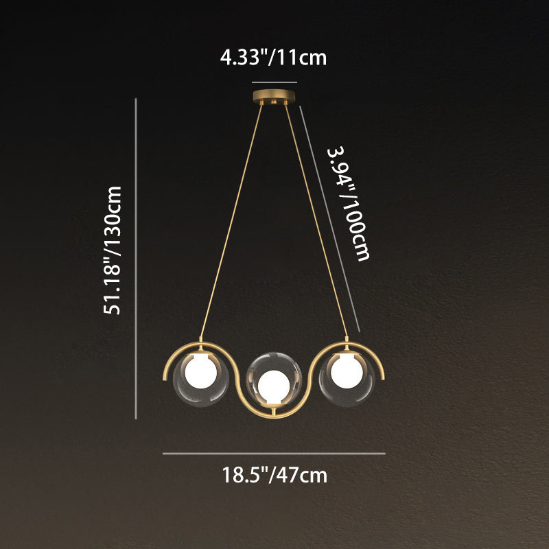 Modern Minimalist Round Ball Wave Iron Glass 3/7 Light Island Light Chandelier for Dining Room BulbSquare