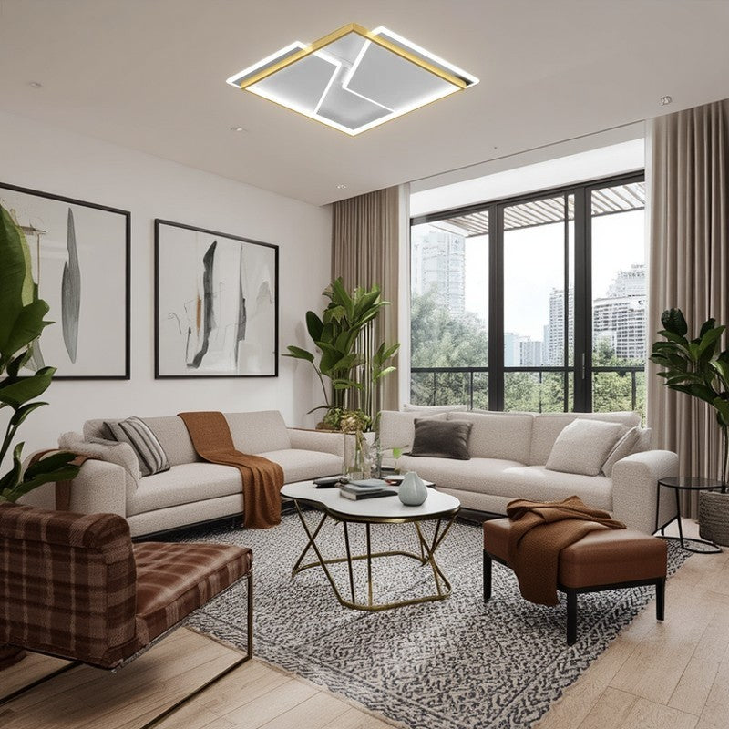 Modern Minimalist Round Square Rectangular Iron Acrylic LED Flush Mount Ceiling Light for Living Room