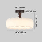 Modern Minimalist Cylindrical Cloud Acrylic White Ash Wood Iron LED Semi-flush Mount Ceiling Light for Bedroom