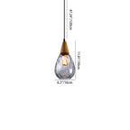 Modern Minimalist Water Drop Glass Wood 1-light Pendant Light for Dining Room BulbSquare