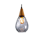 Modern Minimalist Water Drop Glass Wood 1-light Pendant Light for Dining Room BulbSquare