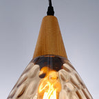 Modern Minimalist Water Drop Glass Wood 1-light Pendant Light for Dining Room BulbSquare