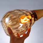 Modern Minimalist Water Drop Glass Wood 1-light Pendant Light for Dining Room BulbSquare