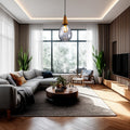 Modern Minimalist Water Drop Glass Wood 1-light Pendant Light for Dining Room BulbSquare