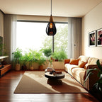 Modern Minimalist Water Drop Glass Wood 1-light Pendant Light for Dining Room BulbSquare