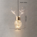Contemporary Scandinavian Antler Starlight Sphere Cylinder Crystal Aluminum Iron Acrylic LED Pendant Light for Bedroom